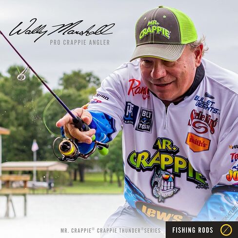 قضيب القفز Crappie Thunder من Lew، صنارة صيد بطول 10 أقدام مكونة من قطعتين، قوة خفيفة، حركة سريعة، قطعتين من الجرافيت الفارغ، مقبض من إسفنج EVA، لون Crappie Thunder Green in Saudi Arabia