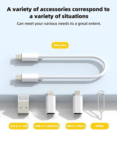 60 وات USB C 27 وات كابل شحن سريع لايتنينج طقم مهايئ سلك السفر صندوق تخزين (5 في 1) لآيفون 16 15 14 13 شاحن USB صغير طاقة محمولة محور متعدد المنافذ لنقل البيانات شريحة اتصال خارجية وفتحة بطاقة SD صغيرة in Saudi Arabia