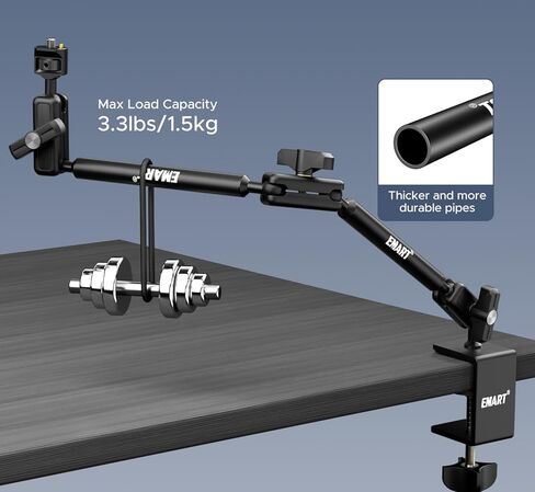 EMART Super Clamp Camera Mount with 3 inch 360° Dual Ballhead Magic Arm and Phone/Action Camera Adapter Compatible with Go pro/Insta360/DJI Action/Webcams/Lights for Use on Motorcycle/Bike/Car/Tube in Saudi Arabia