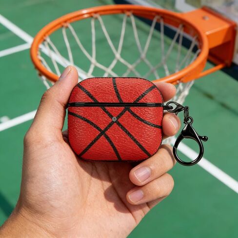 for AirPods 4 Case Leather | One Piece Cute iPod AirPods 4th Generation Case | with Keychain | Airpods Case Gen 4 for Man Women-Model A3058/A3059(Basketball-04) in Saudi Arabia