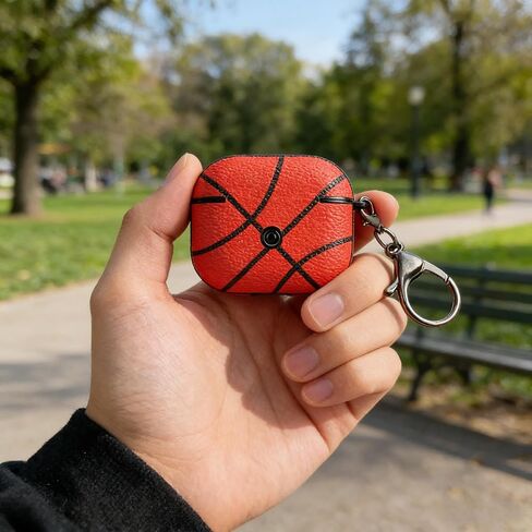 for AirPods 4 Case Leather | One Piece Cute iPod AirPods 4th Generation Case | with Keychain | Airpods Case Gen 4 for Man Women-Model A3058/A3059(Basketball-04) in Saudi Arabia
