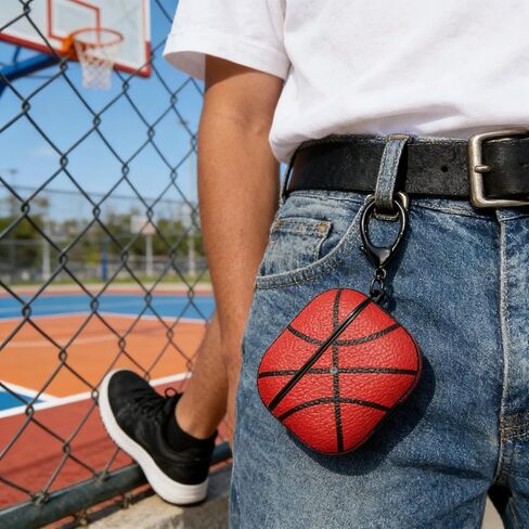 for AirPods 4 Case Leather | One Piece Cute iPod AirPods 4th Generation Case | with Keychain | Airpods Case Gen 4 for Man Women-Model A3058/A3059(Basketball-04) in Saudi Arabia
