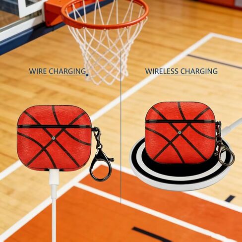 for AirPods 4 Case Leather | One Piece Cute iPod AirPods 4th Generation Case | with Keychain | Airpods Case Gen 4 for Man Women-Model A3058/A3059(Basketball-04) in Saudi Arabia