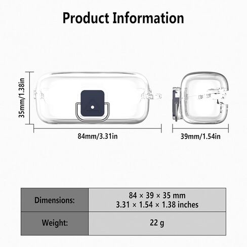حافظة Geiomoo TPU لهاتف Sony WF-C510، غطاء مرن ناعم مقاوم للخدش مع حلقة تسلق (شفاف) in Kuwait