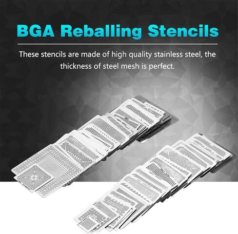 AYNEFY Bga Reballing Stencil Kit, Bga Reballing Station Stainless Steel, Whataal Bga Reballing Kit With 130Pcs For And Desktop Gpu Chip, Ideal For 6 Sizes Bga Solder Applications in Saudi Arabia
