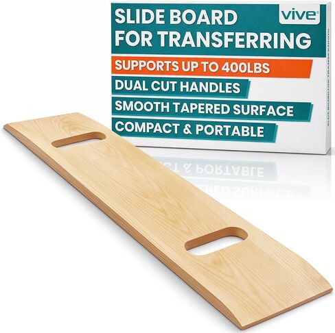 Vive Transfer Board (30" by 8") - Patient Slide Assist Device - Transferring from Wheelchair to Bed, Toilet, Car, Bathtub - Heavy Duty Sliding for Elderly, Seniors, Disabled - Transport Platform in Kuwait