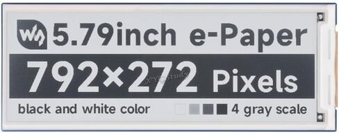 5.79inch E-Paper E-Ink Display Module Compatible with Raspberry Pi 5 Series, Resolution 792x272, Black/White, SPI Interface @XYGStudy (5.79inch e-Paper Module) in Saudi Arabia