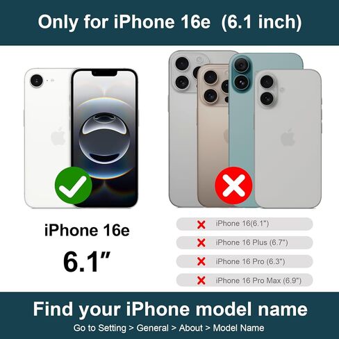 حافظة Folosu متوافقة مع محفظة iPhone 16e مع حامل بطاقة، حامل حلقة إصبع يدور 360 درجة، غطاء واقي من الجلد بأزرار مزدوجة مقاوم للصدمات 6.1 بوصة أسود in Kuwait