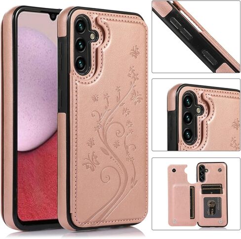 Asuwish Phone Case for Samsung Galaxy A36 5G with Tempered Glass Screen Protector and Card Holder Wallet Cover Stand Flip Leather Cell Accessories A 36 36A LTE SM-A366U Women Men Rose Gold in Saudi Arabia