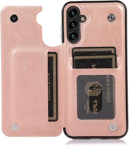 Asuwish Phone Case for Samsung Galaxy A36 5G with Tempered Glass Screen Protector and Card Holder Wallet Cover Stand Flip Leather Cell Accessories A 36 36A LTE SM-A366U Women Men Rose Gold in Saudi Arabia