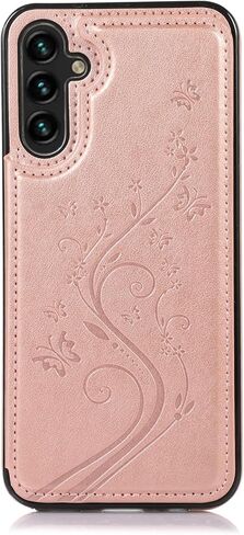 Asuwish Phone Case for Samsung Galaxy A36 5G with Tempered Glass Screen Protector and Card Holder Wallet Cover Stand Flip Leather Cell Accessories A 36 36A LTE SM-A366U Women Men Rose Gold in Saudi Arabia