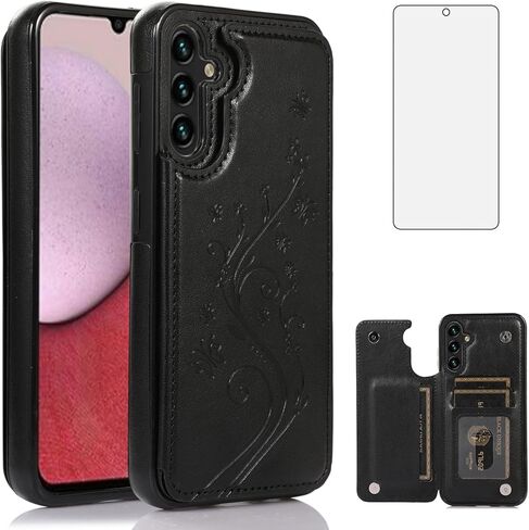 Asuwish Phone Case for Samsung Galaxy A36 5G with Tempered Glass Screen Protector and Card Holder Wallet Cover Stand Flip Leather Cell Accessories A 36 36A LTE SM-A366U Women Men Rose Gold in Saudi Arabia