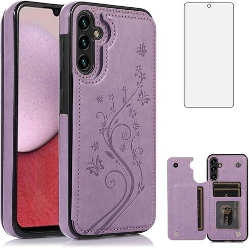 Asuwish Phone Case for Samsung Galaxy A36 5G with Tempered Glass Screen Protector and Card Holder Wallet Cover Stand Flip Leather Cell Accessories A 36 36A LTE SM-A366U Women Men Rose Gold in Saudi Arabia