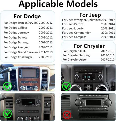 Plug and Play 10.1 Inch Android 15 GPS Car Stereo Upgrade 4GB+64GB for Jeep Wrangler JK 2007-2018 Dodge Ram 1500 2500 2009 2010 2011 2012 Grand Cherokee with Wireless CarPlay Android Auto Bluetooth FM in Kuwait