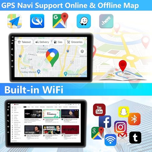Plug and Play 10.1 Inch Android 15 GPS Car Stereo Upgrade 4GB+64GB for Jeep Wrangler JK 2007-2018 Dodge Ram 1500 2500 2009 2010 2011 2012 Grand Cherokee with Wireless CarPlay Android Auto Bluetooth FM in Kuwait