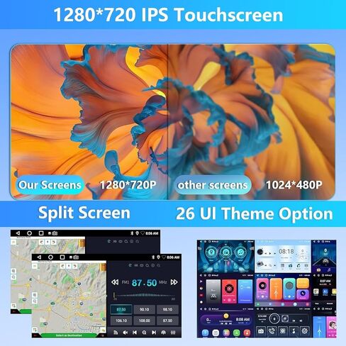 Plug and Play 10.1 Inch Android 15 GPS Car Stereo Upgrade 4GB+64GB for Jeep Wrangler JK 2007-2018 Dodge Ram 1500 2500 2009 2010 2011 2012 Grand Cherokee with Wireless CarPlay Android Auto Bluetooth FM in Kuwait