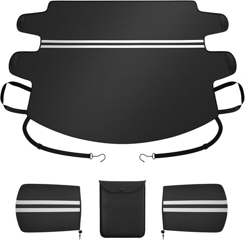 Car Windshield Cover for Ice and Snow [600D Heavy Duty Diamond-Textured Fabric] –Dual Security Panels & Reflective Mirror Cover|Fits for Pickup Truck, SUV, Mini Van, Van & MPV| XL (78"x50") in Saudi Arabia