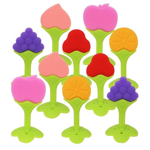 Baby Teething Toys, 10 Pack Fruit Teethers for Babies, Frozen Teething Toys for Babies, BPA-Free Silicone Teethers for Babies, Teethers Bulk, Natural Organic, Perfect Baby Gift, Soft & Textured in Saudi Arabia