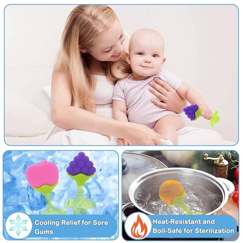 Baby Teething Toys, 10 Pack Fruit Teethers for Babies, Frozen Teething Toys for Babies, BPA-Free Silicone Teethers for Babies, Teethers Bulk, Natural Organic, Perfect Baby Gift, Soft & Textured in Saudi Arabia