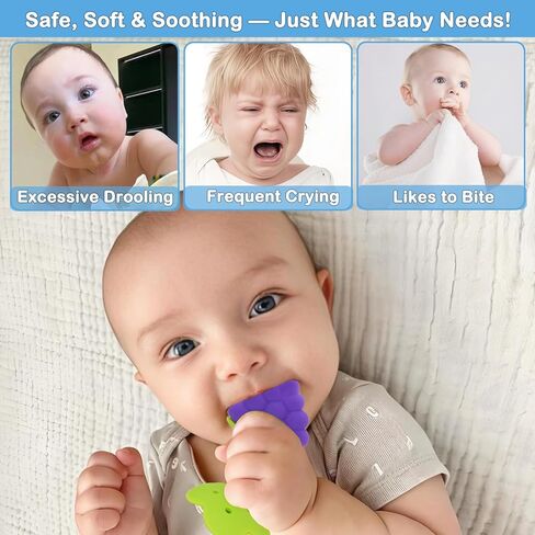 Baby Teething Toys, 10 Pack Fruit Teethers for Babies, Frozen Teething Toys for Babies, BPA-Free Silicone Teethers for Babies, Teethers Bulk, Natural Organic, Perfect Baby Gift, Soft & Textured in Saudi Arabia