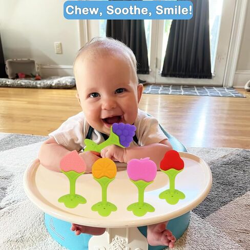 Baby Teething Toys, 10 Pack Fruit Teethers for Babies, Frozen Teething Toys for Babies, BPA-Free Silicone Teethers for Babies, Teethers Bulk, Natural Organic, Perfect Baby Gift, Soft & Textured in Saudi Arabia
