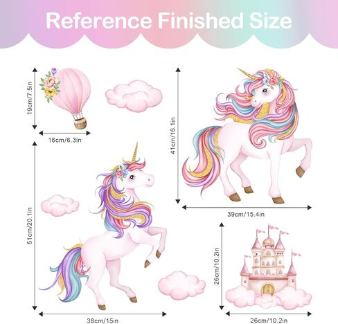 Tanlaby Unicorn Wall Decals Unicorn Castle Wall Stickers with Butterflies Clouds Star Peel and Stick Wall Art Decals for Baby Nursery Girls Bedroom Daycare Decor in Kuwait