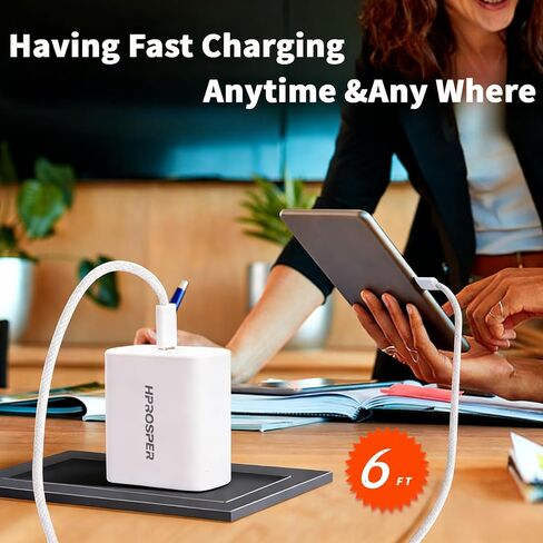 USB C to USB C Cable, 60W Fast Charging Cable Braided (6FT, 2Pack),Type C Charger Cord for iPhone 17/16/15 Pro Max Plus Series, iPad Pro/Air, for MacBook Pro/Air and More (White) in Saudi Arabia