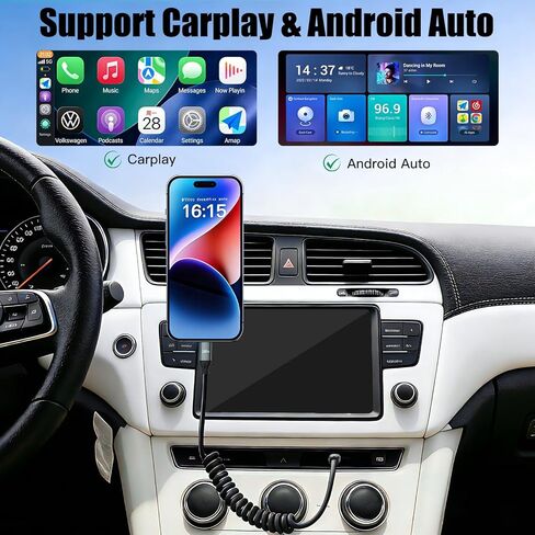 كابل USB C ملفوف 240 وات من W&X SCHUGS، لكابل Android Auto & CarPlay، كابل USB Cto USB C متوافق مع iPhone 17/16/15، Sam Galaxy S25/S24/S23 A15/A14، Google Pixel 9/8، أسود 6.2FT in Kuwait