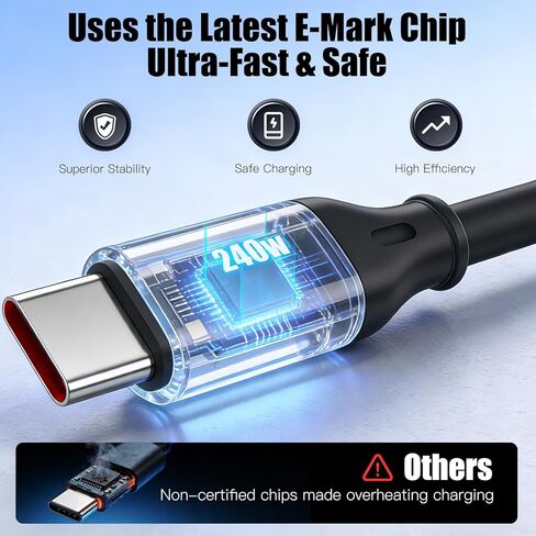 كابل USB C ملفوف 240 وات من W&X SCHUGS، لكابل Android Auto & CarPlay، كابل USB Cto USB C متوافق مع iPhone 17/16/15، Sam Galaxy S25/S24/S23 A15/A14، Google Pixel 9/8، أسود 6.2FT in Kuwait