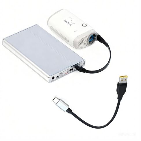 سلك طاقة Jeasun USB-C لـ Resmed AirMini - كابل تعزيز PD 20 فولت إلى 24 فولت، يعمل مع بنوك الطاقة وشواحن السيارات وحزمة بطاريات AirMini، جاهز للسفر والتخييم، 1.6 متر/5.2 قدم in Kuwait