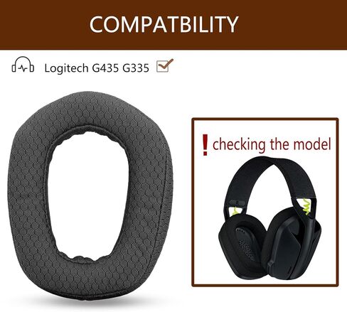 Replacement Ear Pads, Compatible with Logitech G435 G335 Headphones. Made of Soft and Breathable Football mesh Braid and Memory sea, Headphone Replacement Ear pad Accessories 1 Pair (Black) in Saudi Arabia