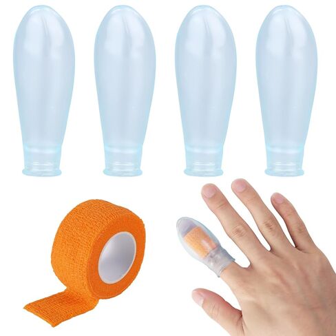 4pcs Waterproof Finger Protectors, Reusable Silicone Finger Waterproof Cover Sleeve with Nursing Bandage for Shower Swimming Pedicure Manicure Durable Nail Soaking & Wound Protection in Saudi Arabia