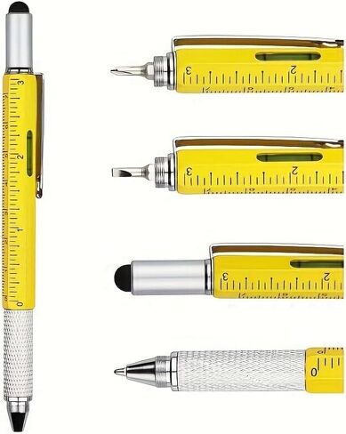 Multitool Pen with Leveler, Precision Screwdriver, Pen, Ruler, Retractable Pocket Tool Suitable for On-the-Go Repairs, DIY & - Compact & Portable - Gift for Men, And Dad (Black) in Saudi Arabia