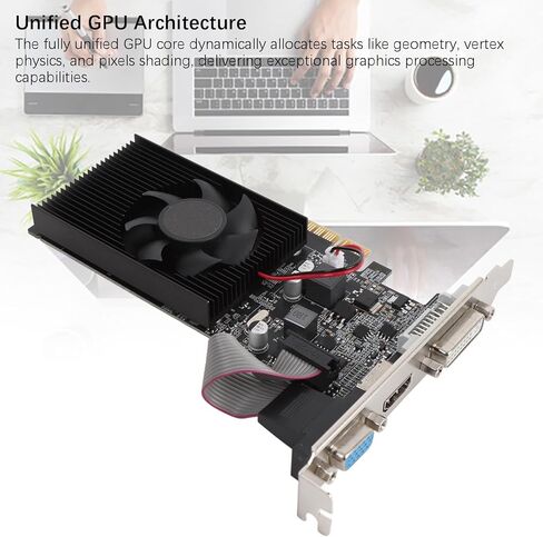 PUSOKEI Computer Graphics Card, 1GB DDR3 64Bit 500/589MHz PCIE 2.0 Gaming Graphics Cards, Low Noise Video Card with Cooling Fan, Support DirectX10.1, VGA/DVI/HDMI Outport in Saudi Arabia