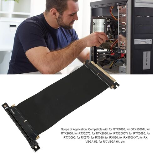 PCIe 3.0 Riser Cable, 1080Ti Tested PCIe 3.0 X16 High Speed Flexible Extender Card Extension Port 90 Degree Adapter Compatible with RTX2060, in Saudi Arabia