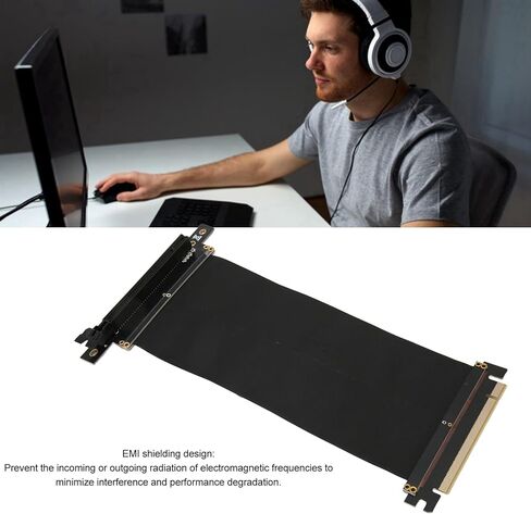 PCIe 3.0 Riser Cable, 1080Ti Tested PCIe 3.0 X16 High Speed Flexible Extender Card Extension Port 90 Degree Adapter Compatible with RTX2060, in Saudi Arabia