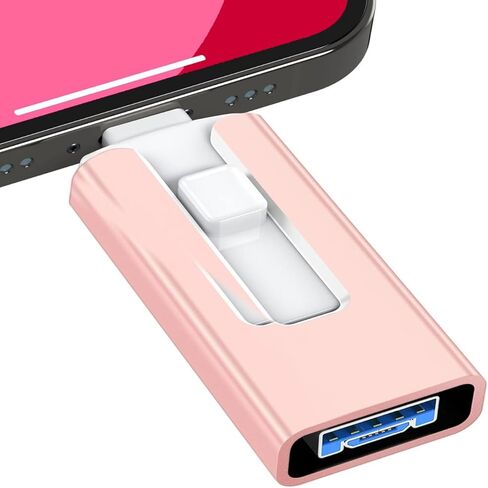 محرك أقراص فلاش لجهاز iPhone 512GB، محرك أقراص USB عالي السرعة 4 في 1، محرك إبهام للتخزين الخارجي لجهاز iPhone iPad Android، ذهبي in Saudi Arabia