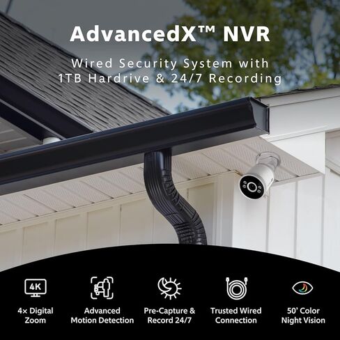 نظام كاميرا مراقبة Swann AdvancedX السلكية NVR 4K 8 قنوات، 6 كاميرات خارجية PoE، 2 تيرابايت، رؤية ليلية ملونة، كشف الحركة in Kuwait