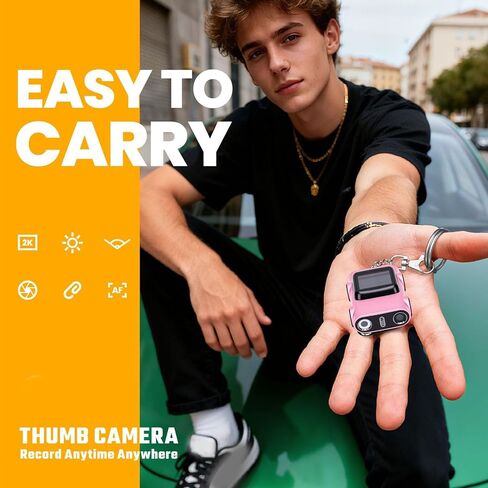 Yunseity 2K Keychain Camera, Portable Video Recorder with Wide Angle Lens and Built in Flashlight, for Vlog Travel Photography and Driving Footage in Saudi Arabia