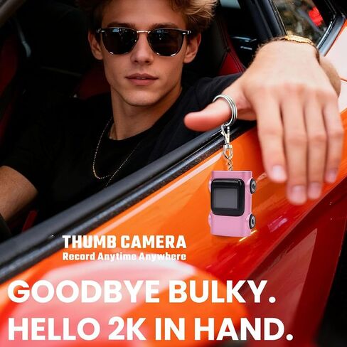 Yunseity 2K Keychain Camera, Portable Video Recorder with Wide Angle Lens and Built in Flashlight, for Vlog Travel Photography and Driving Footage in Saudi Arabia