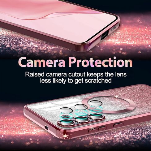 حافظة Casetego لهاتف Galaxy S25 FE، متوافقة مع MagSafe، واقي عدسة كاميرا كامل لهاتف Samsung Galaxy S25 FE، لامع مغناطيسي شفاف متدرج لامع ومطلي فاخر وناعم من مادة TPU لهاتف Samsung Galaxy S25 FE، ذهبي وردي بالكامل in Kuwait