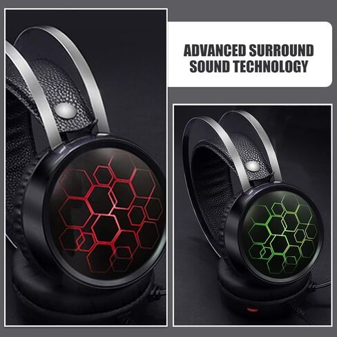 سماعة ألعاب بتصميم RGB وإضاءة فوق الأذن وميكروفون لوحدة التحكم والألعاب المحمولة وسماعة رأس كمبيوتر ستيريو سلكية لـ in Kuwait