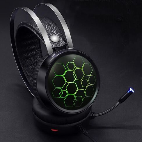 سماعة ألعاب بتصميم RGB وإضاءة فوق الأذن وميكروفون لوحدة التحكم والألعاب المحمولة وسماعة رأس كمبيوتر ستيريو سلكية لـ in Kuwait