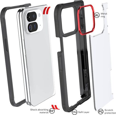 حافظة Ghostek Covert Clear Pixel 9 Pro Fold مع مسند مدمج وحماية مفصلة كاملة وغطاء هاتف واقٍ مقاوم للصدمات مصمم لعام 2024 Google Pixel 9 Pro Fold (8 بوصات) (دخان) in Kuwait