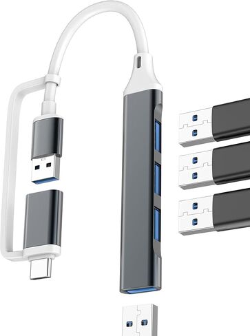 USB Hub USB C toMultiport محول Thunderbolt OTG 3.0 Splitter (4in1) كمبيوتر محمول من النوع C منفذ محول كابل موسع لأجهزة Apple Macbook PC محول متعدد الأجهزة ومحول قاعدة البيانات وقابس بيانات لهاتف iPhone 17 16 in Kuwait