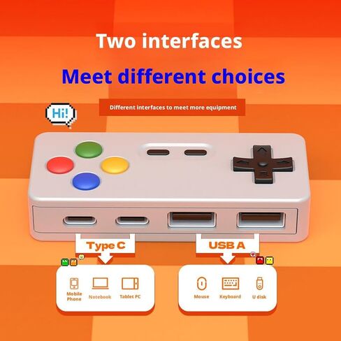 Creative and Personalized Cartoon Game Design Hub 4 in 1 Multi Port Expansion Mouse Keyboard USB Converter Connector in Saudi Arabia