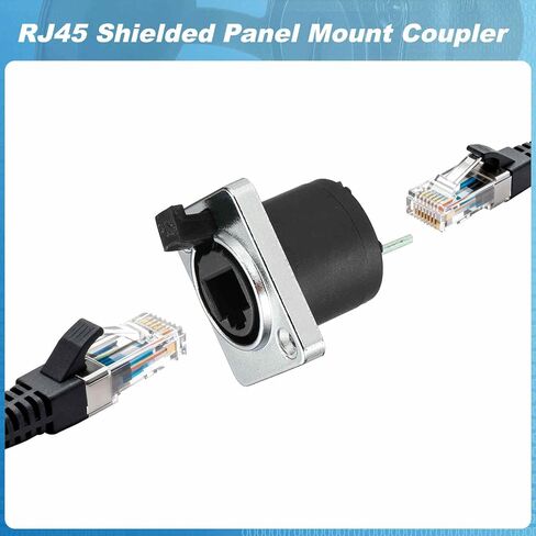 قطعتان RJ45 مع وصلة تركيب لوحة PCB، موصل كابل شبكة إيثرنت LAN أنثى يمر عبر الموصل المحمي محول وصلة تثبيت الحاجز مع غطاء غبار، فضي in Kuwait