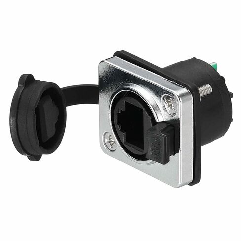 2Pcs RJ45 with PCB Board Panel Mount Coupler, Female Ethernet LAN Cable Connector Pass Through Connector Shielded Panel Mount Bulkhead Extension Adapter with Dust Cover, Silver in Saudi Arabia