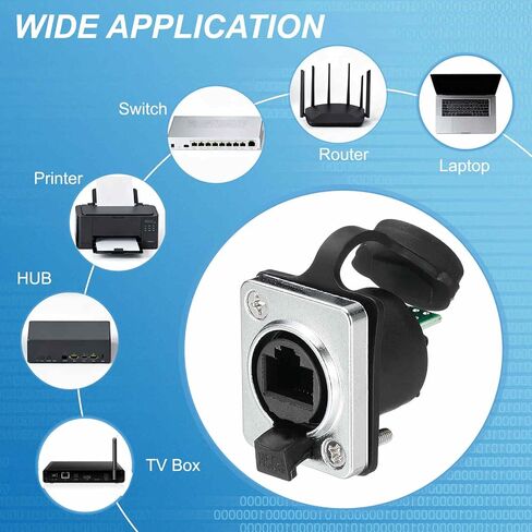 قطعتان RJ45 مع وصلة تركيب لوحة PCB، موصل كابل شبكة إيثرنت LAN أنثى يمر عبر الموصل المحمي محول وصلة تثبيت الحاجز مع غطاء غبار، فضي in Kuwait