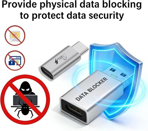 مانع بيانات USB C، ذكر USB A إلى أنثى من النوع C وUSB من النوع C إلى C مانع بيانات فقط للشحن، حماية ضد جاك العصير، رفض القرصنة يوفر شحنًا آمنًا in Kuwait